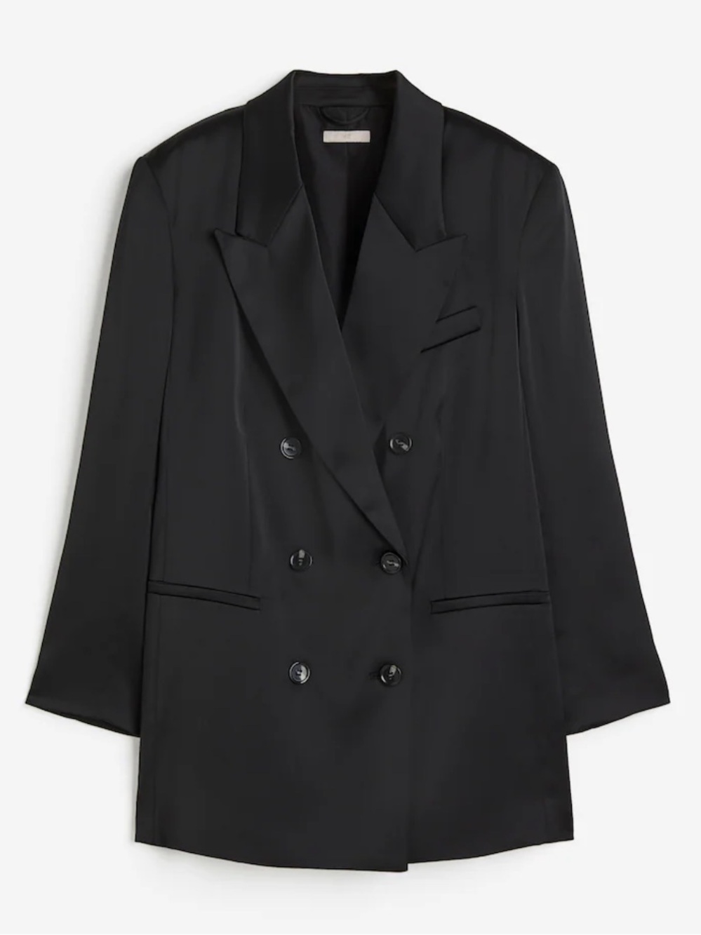 H&M Black Double-Breasted Satin Blazer Size Small